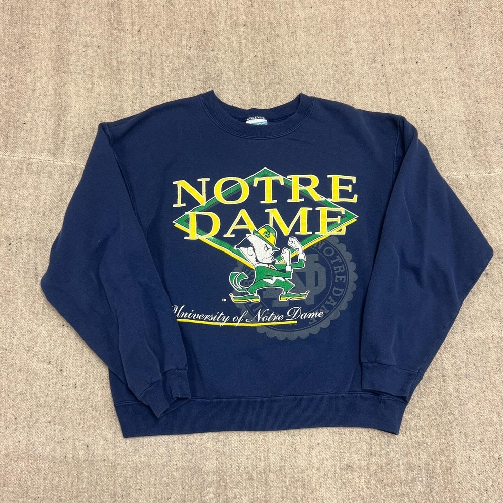 Vintage‎ Notre Dame Fighting Irish Sweatshirt Mens XL Blue 1990s NCAA